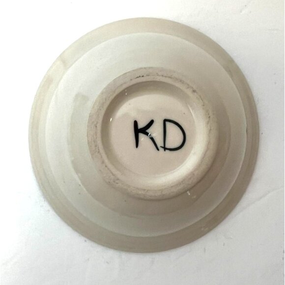 Karen Donleavy Hand Thrown Ceramic Fat Cat Design Bowl Black White 6.5"Dia 2.5"H - Picture 3 of 5